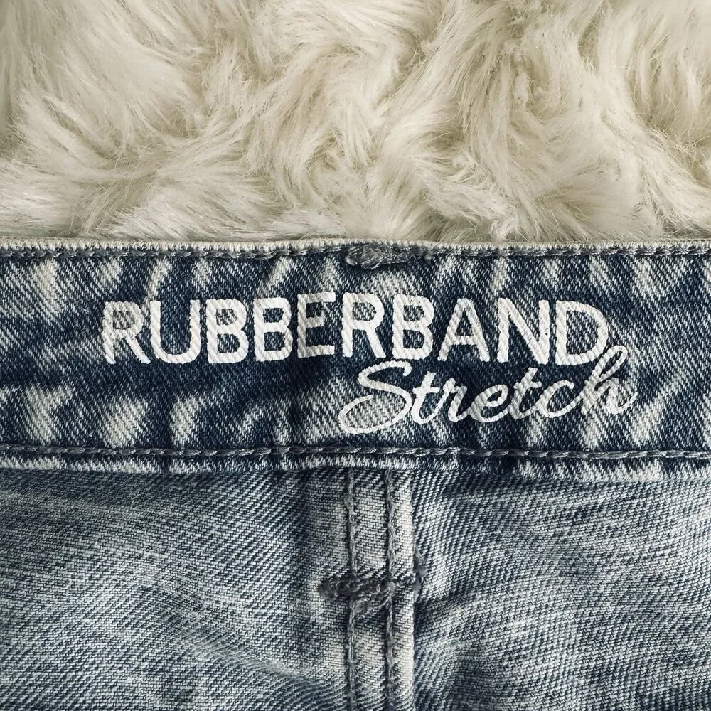 Rubberband Boyfriend Jeans 11/12 (32x26) Blue Stonewash Distressed Denim Juniors
